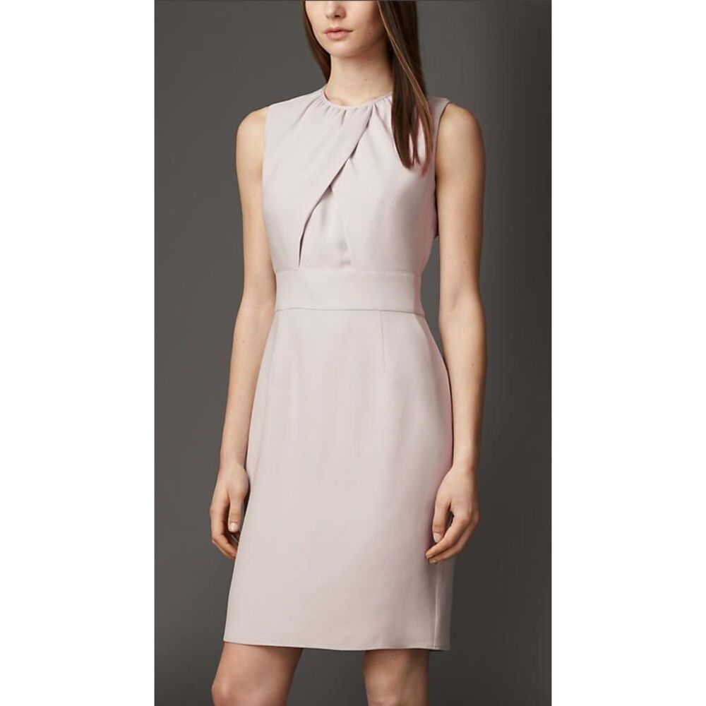 BURBERRY London Twist Front Silk Sheath Dress Solid Silhouette Sz 10
